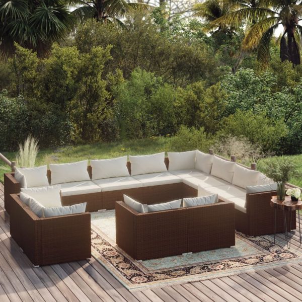 12-Delige Loungeset Met Kussens Poly Rattan