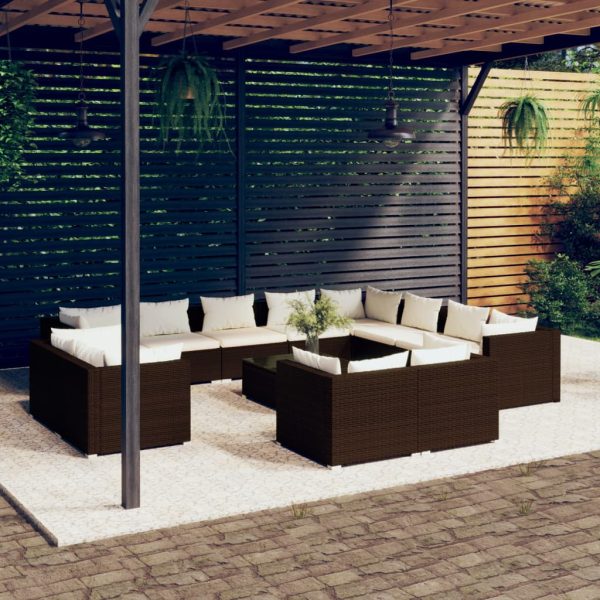 13-Delige Loungeset Met Kussens Poly Rattan