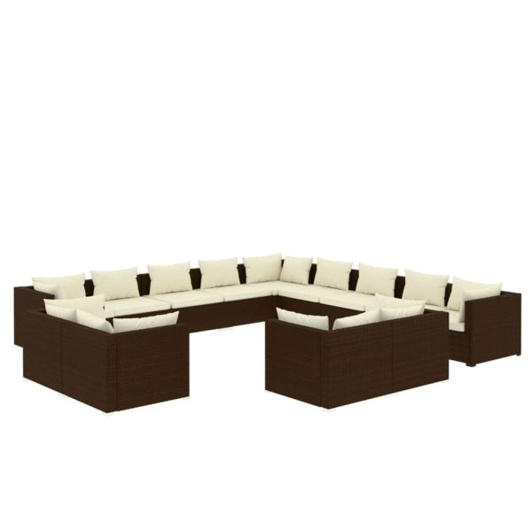 13-Delige Loungeset Met Kussens Poly Rattan - Afbeelding 2