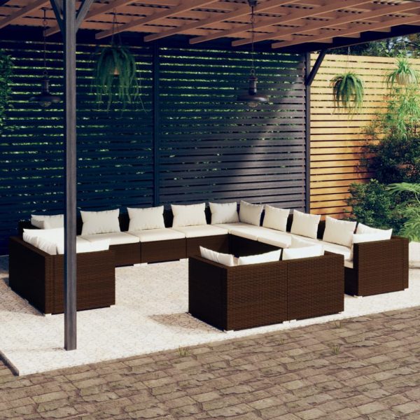 13-Delige Loungeset Met Kussens Poly Rattan