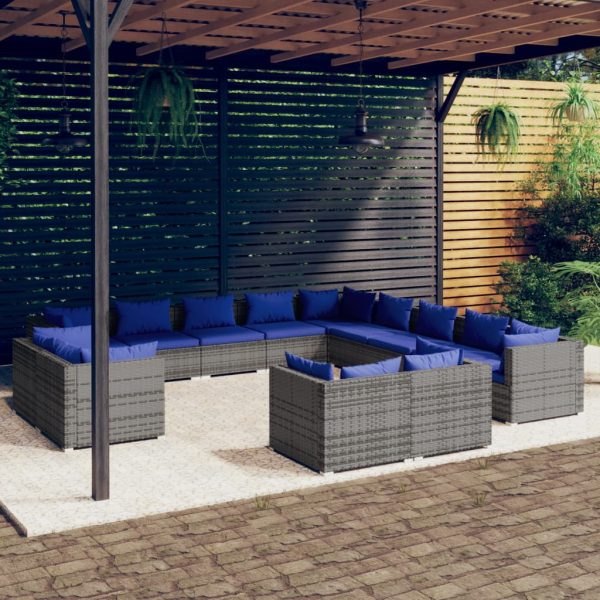 13-Delige Loungeset Met Kussens Poly Rattan - Afbeelding 13