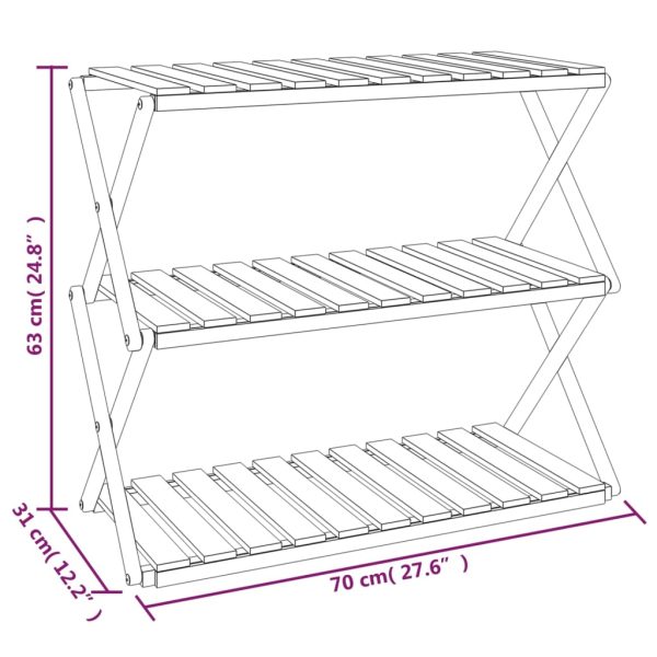 Schappenkast Inklapbaar 3-Laags 70X31X63 Cm Acaciahout Bruin - Afbeelding 11