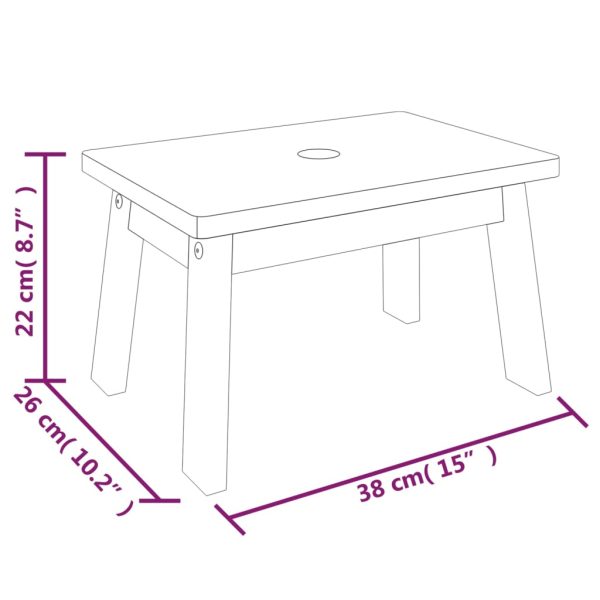 Opstapkruk 38X26X22 Cm Massief Acaciahout - Afbeelding 8