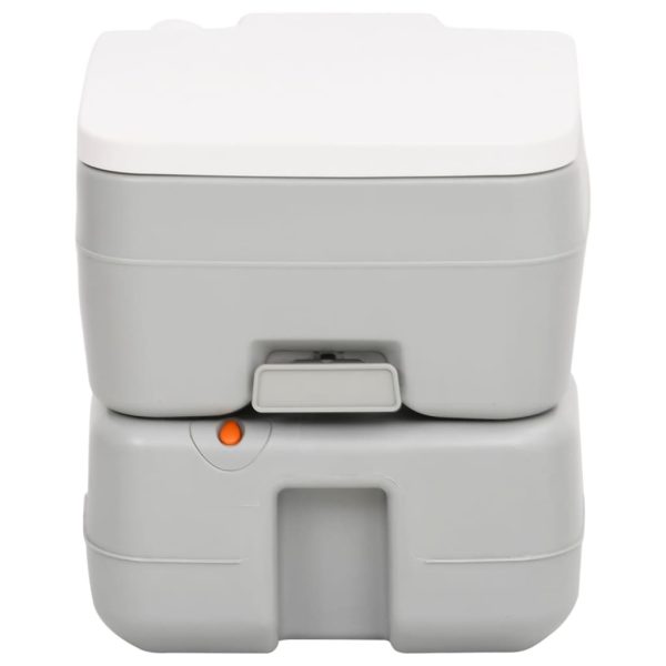 Campingtoilet Draagbaar 15+10 L Hdpe Grijs En Wit - Afbeelding 2