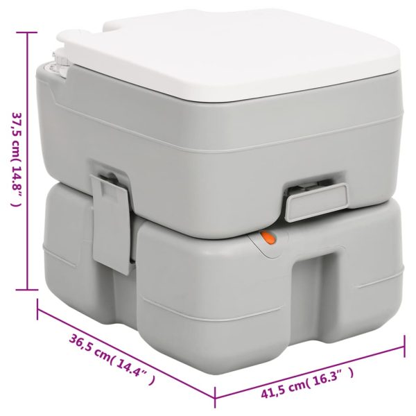 Campingtoilet Draagbaar 15+10 L Hdpe Grijs En Wit - Afbeelding 11