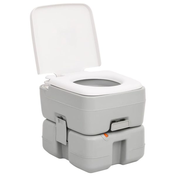 Campingtoilet Draagbaar 15+10 L Hdpe Grijs En Wit - Afbeelding 3