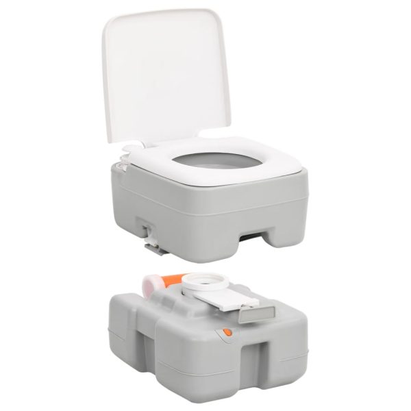 Campingtoilet Draagbaar 15+10 L Hdpe Grijs En Wit - Afbeelding 4