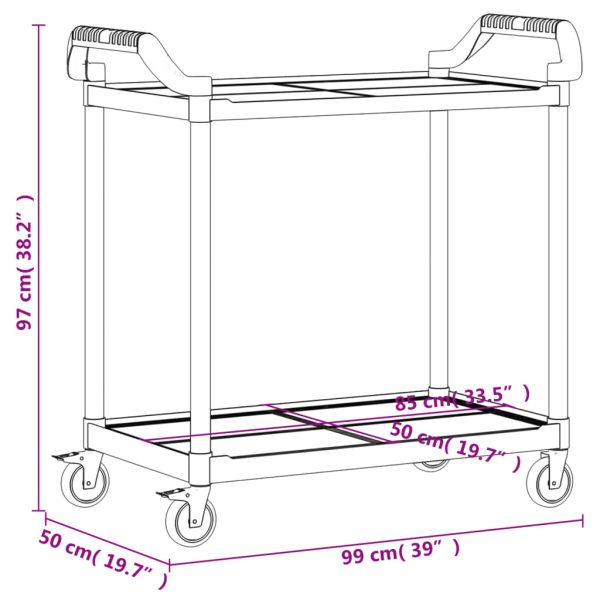 Trolley 2-Laags Aluminium - Afbeelding 9