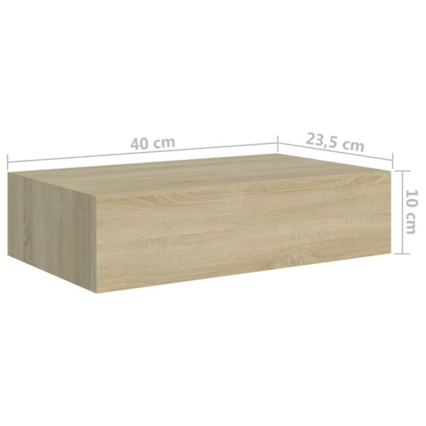 Wandschap Met Lade 40X23,5X10 Cm Mdf Kleurig Eiken - Afbeelding 9