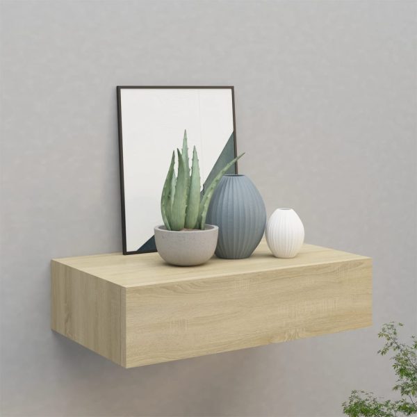 Wandschap Met Lade 40X23,5X10 Cm Mdf Kleurig Eiken