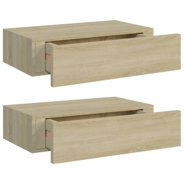 Wandschappen Met Lade 40X23,5X10 Cm Mdf Kleurig Eiken - Afbeelding 2