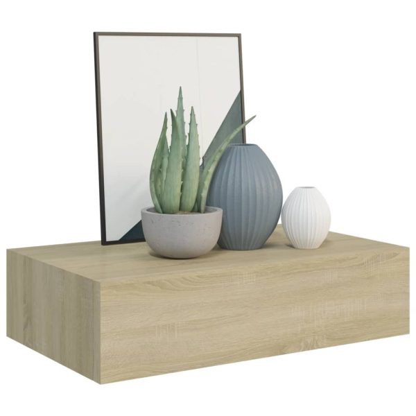 Wandschappen Met Lade 40X23,5X10 Cm Mdf Kleurig Eiken - Afbeelding 3