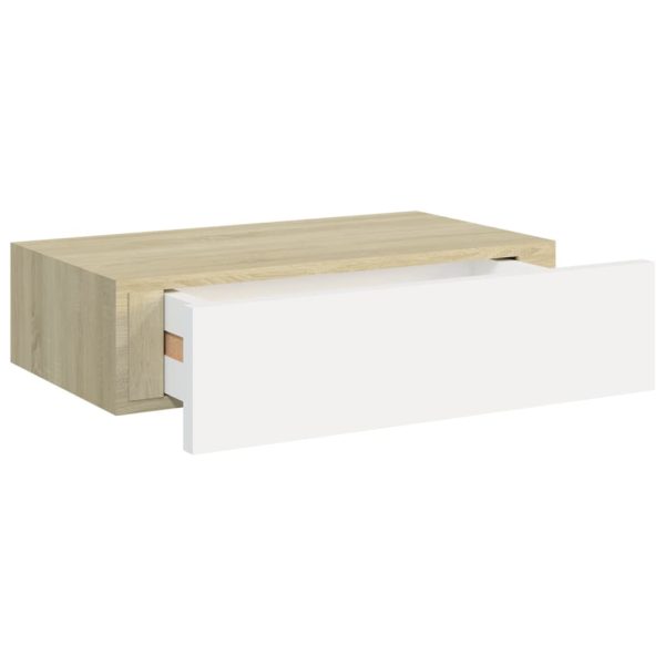 Wandschap Met Lade 40X23,5X10 Cm Mdf Kleurig En Eiken En Wit - Afbeelding 6