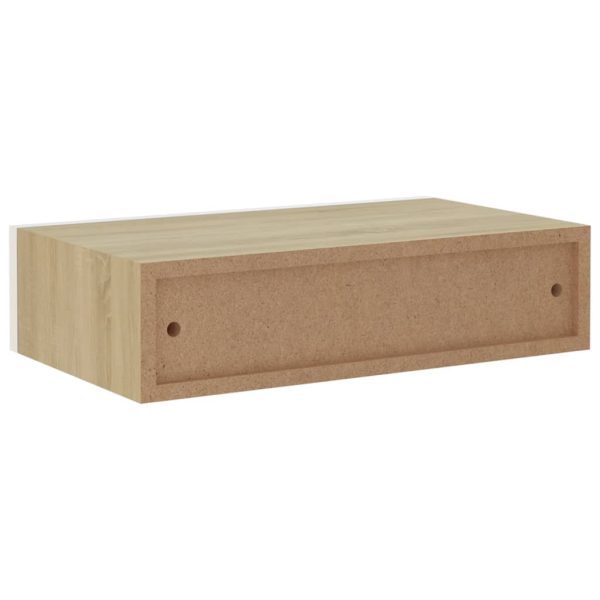 Wandschap Met Lade 40X23,5X10 Cm Mdf Kleurig En Eiken En Wit - Afbeelding 7