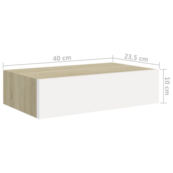 Wandschap Met Lade 40X23,5X10 Cm Mdf Kleurig En Eiken En Wit - Afbeelding 9