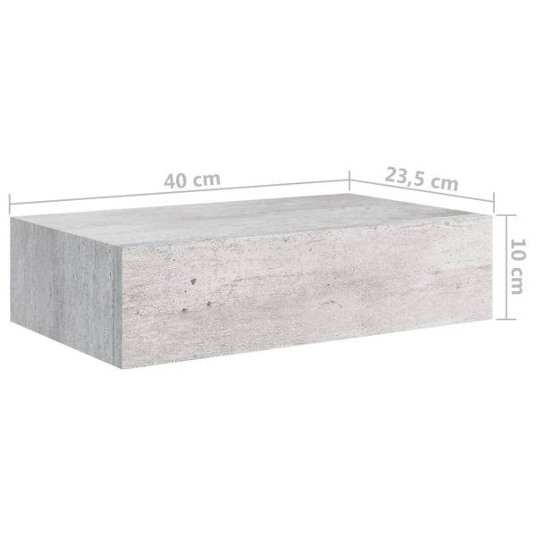 Wandschap Met Lade 40X23,5X10 Cm Mdf Betongrijs - Afbeelding 9