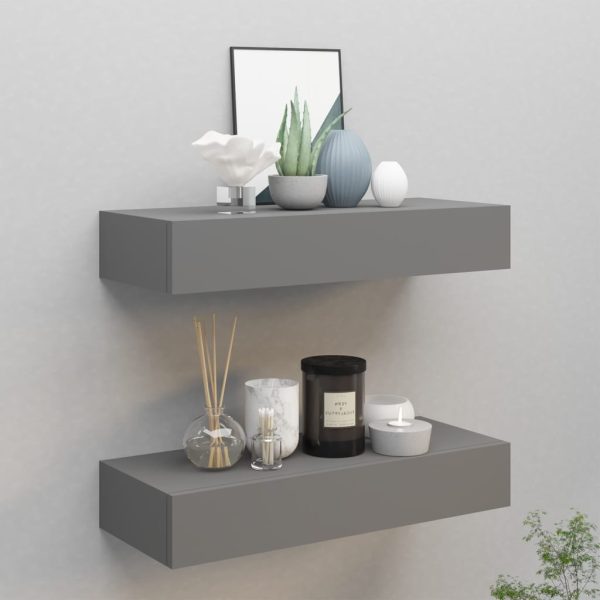 Wandschappen Met Lade 40X23,5X10 Cm Mdf Grijs - Afbeelding 11