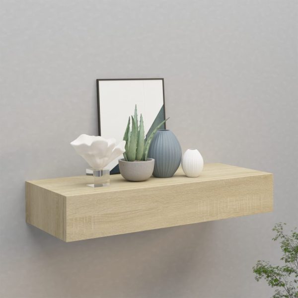 Wandschap Met Lade 40X23,5X10 Cm Mdf Kleurig Eiken - Afbeelding 10