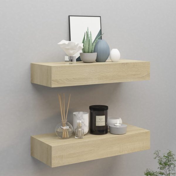 Wandschappen Met Lade 40X23,5X10 Cm Mdf Kleurig Eiken - Afbeelding 11