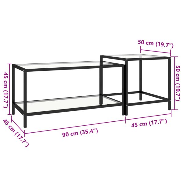 2-Delige Salontafelset Gehard Glas Transparant - Afbeelding 9