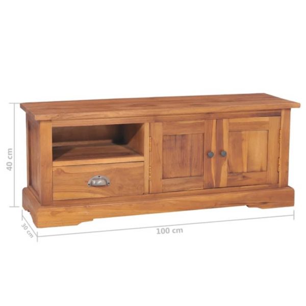 Tv-Meubel 100X30X40 Cm Massief Teakhout - Afbeelding 6