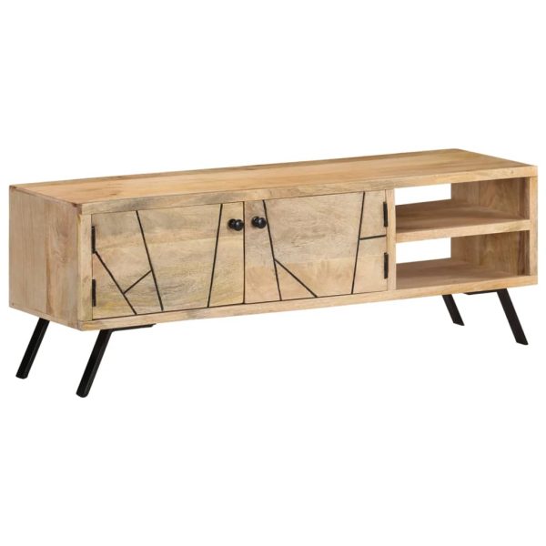 Tv-Meubel 110X30X40 Cm Massief Mangohout Antraciet - Afbeelding 11