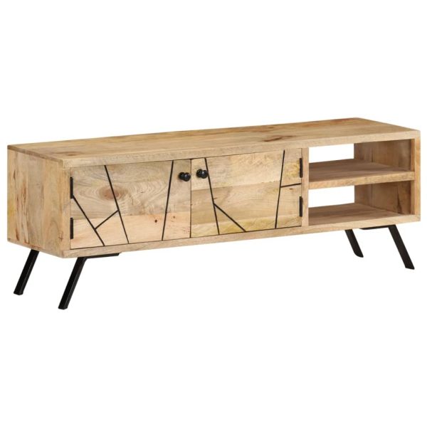 Tv-Meubel 110X30X40 Cm Massief Mangohout Antraciet - Afbeelding 12