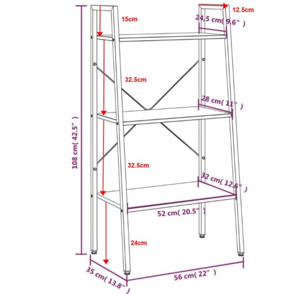 Opbergmeubel Met 3 Lagen 56X35X En Zwart - Afbeelding 8