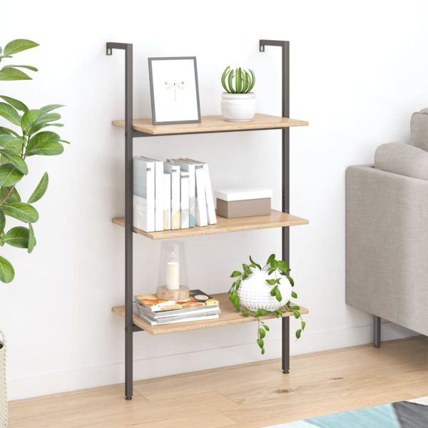 Ladderrek Met 3 Schappen 64X35X120,5 Cm En Zwart