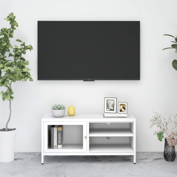 Tv-Meubel 90X30X44 Cm Staal En Glas - Afbeelding 11