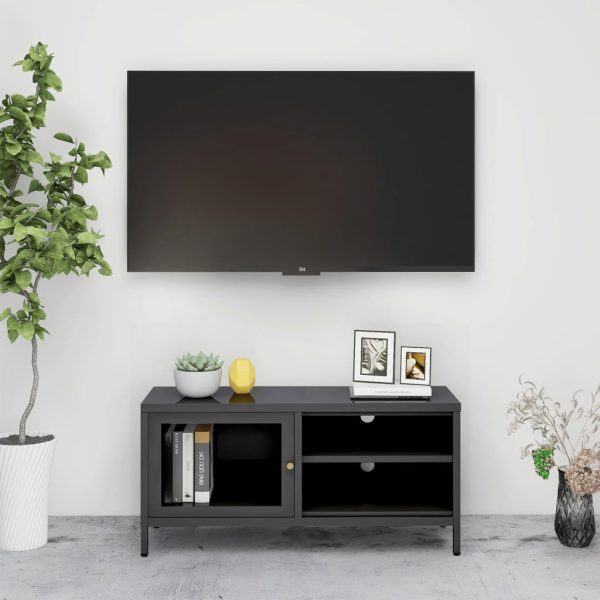 Tv-Meubel 90X30X44 Cm Staal En Glas - Afbeelding 12