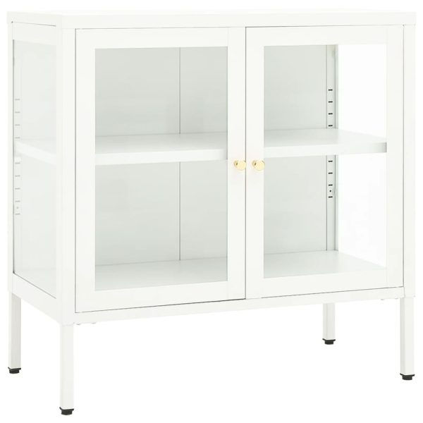 Dressoir 70X35X70 Cm Staal En Glas - Afbeelding 2