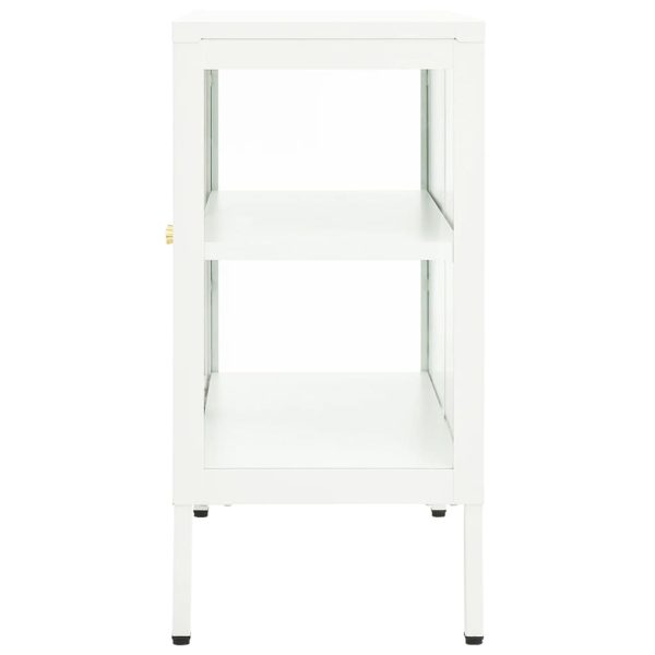 Dressoir 70X35X70 Cm Staal En Glas - Afbeelding 4