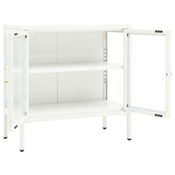 Dressoir 70X35X70 Cm Staal En Glas - Afbeelding 6