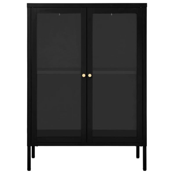 Dressoir 75X35X105 Cm Staal En Glas - Afbeelding 3