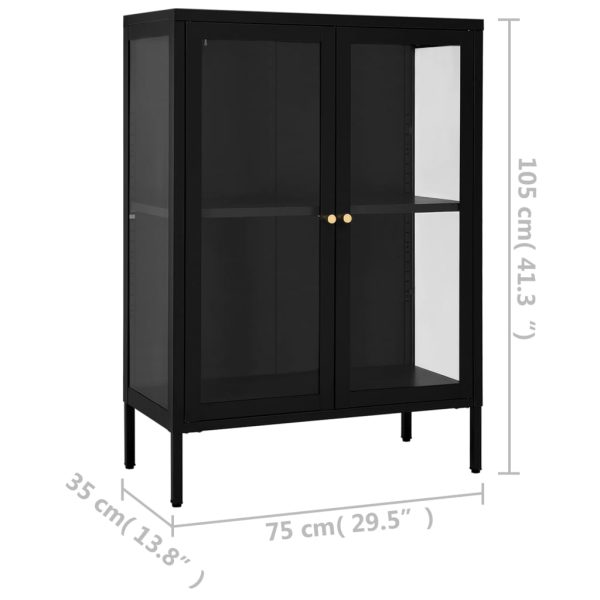 Dressoir 75X35X105 Cm Staal En Glas - Afbeelding 10