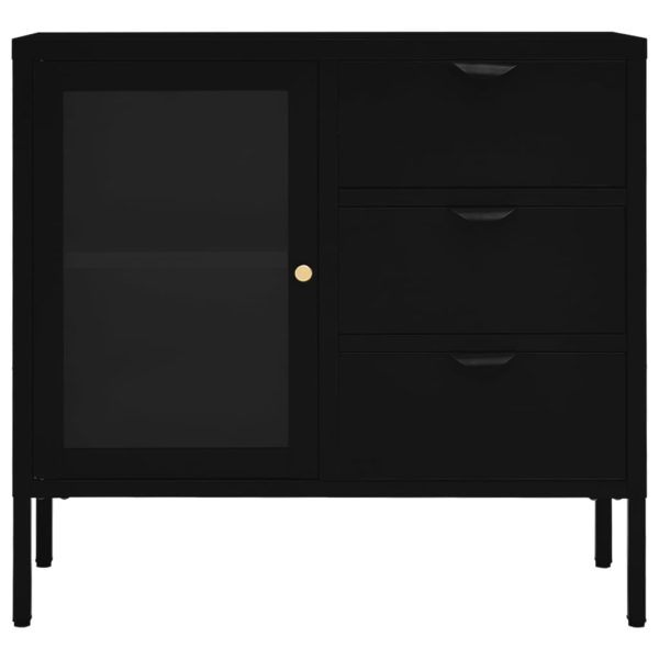 Dressoir 75X35X70 Cm Staal En Gehard Glas - Afbeelding 3