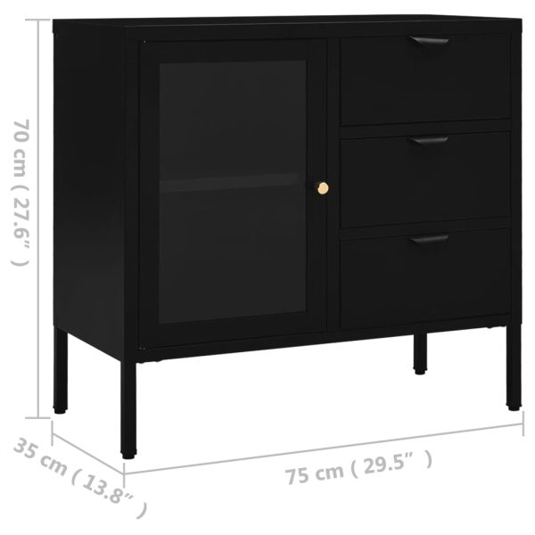 Dressoir 75X35X70 Cm Staal En Gehard Glas - Afbeelding 11