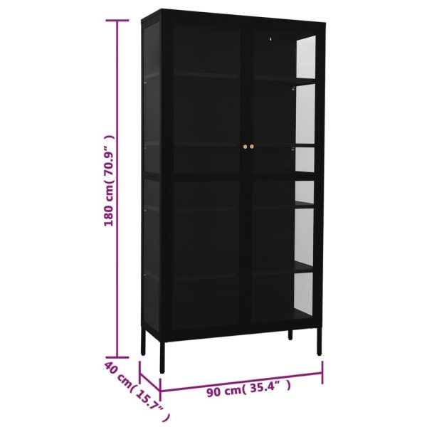 Vitrinekast 90X40X180 Cm Staal En Gehard Glas - Afbeelding 10