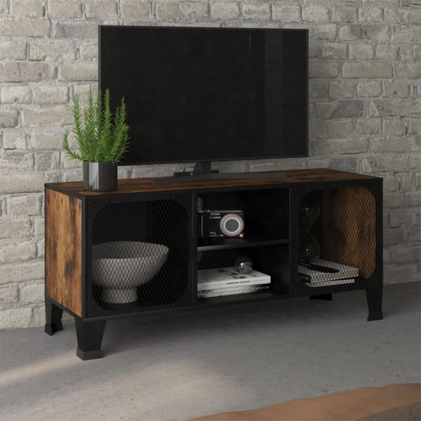 Tv-Meubel 105X36X47 Cm Metaal En Mdf Rustiek Bruin