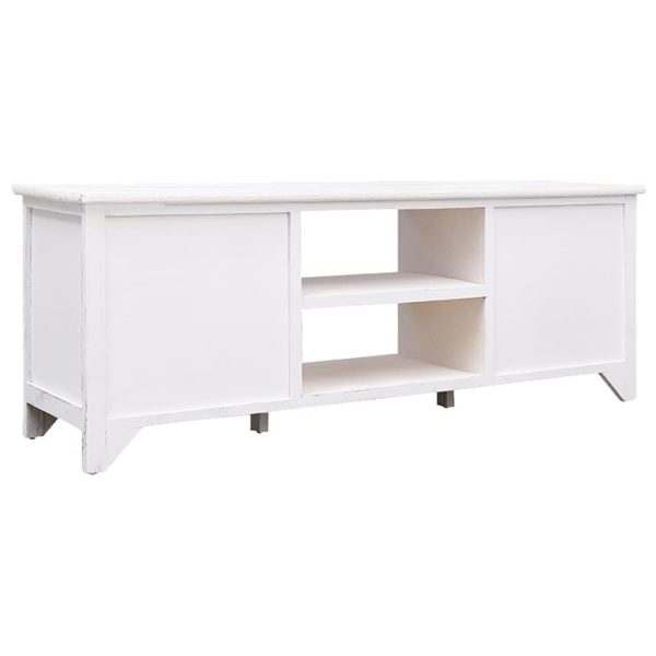 Tv-Meubel 108X30X40 Cm Massief Paulowniahout Antiekwit - Afbeelding 3