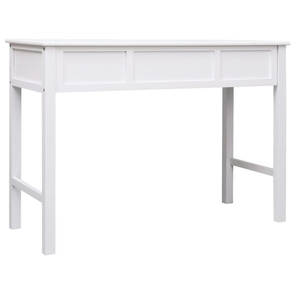 Bureau 108X45X76 Cm Massief Paulowniahout Wit Grijs - Afbeelding 5