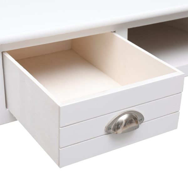 Bureau 108X45X76 Cm Massief Paulowniahout Wit Grijs - Afbeelding 6