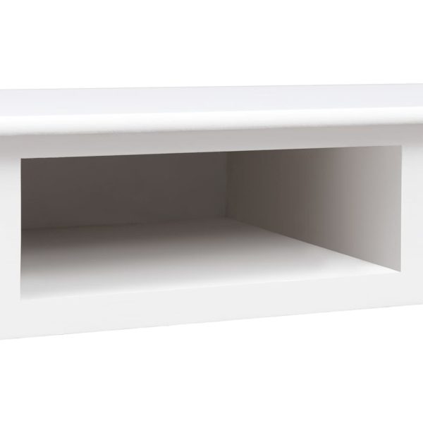 Bureau 108X45X76 Cm Massief Paulowniahout Wit Grijs - Afbeelding 8