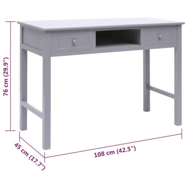 Bureau 108X45X76 Cm Massief Paulowniahout - Afbeelding 9