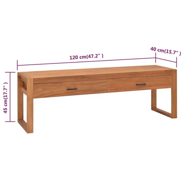 Tv-Meubel 120X40X45 Cm Massief Teakhout - Afbeelding 9