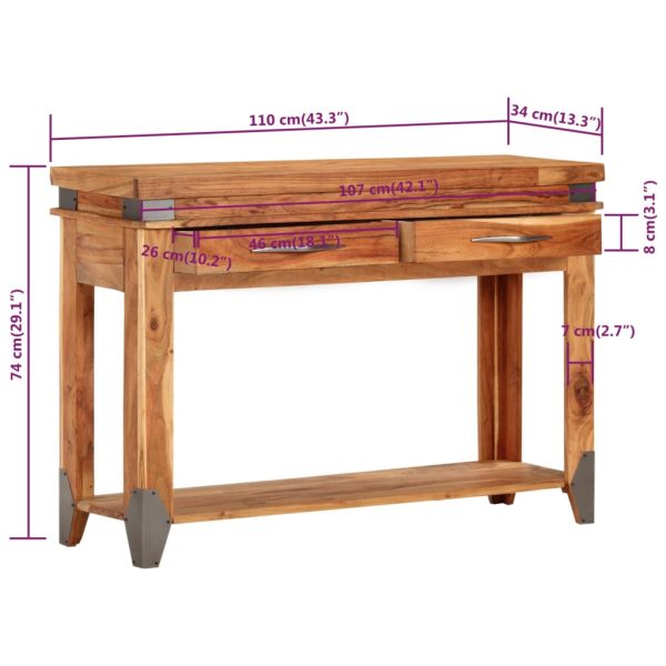 Wandtafel Massief Acaciahout - Afbeelding 8