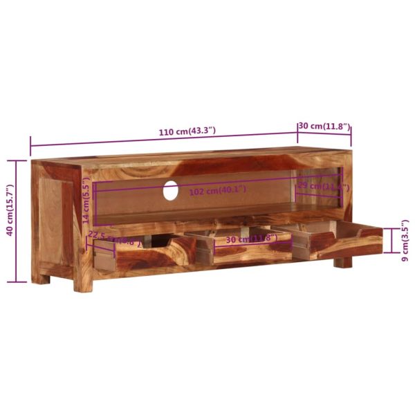 Tv-Meubel 110X30X40 Cm Massief Acaciahout - Afbeelding 5