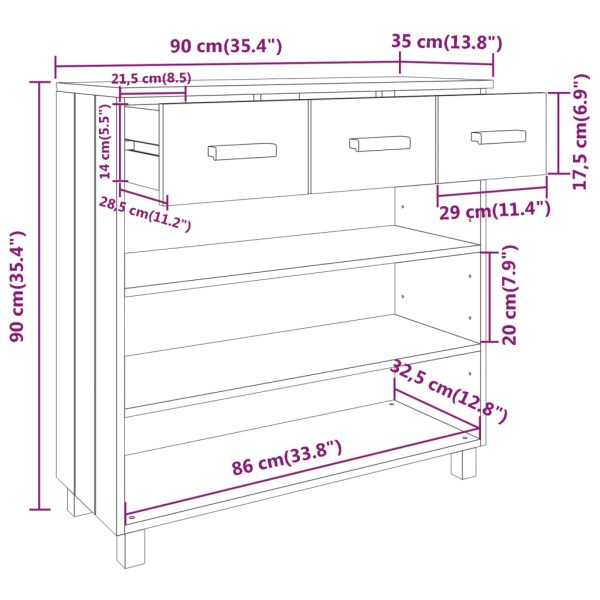 Wandtafel Hamar 90X35X90 Cm Massief Grenenhout - Afbeelding 8