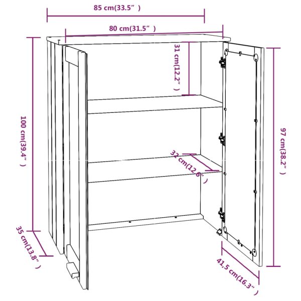 Opzetkast Hamar 85X35X100 Cm Massief Grenenhout - Afbeelding 9